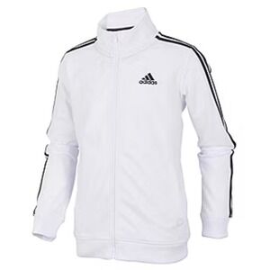 Kids Adidas Track Jacket White Black 3 Stripe‎ Full Zip Size 18 20